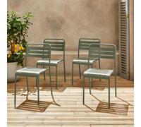 Sweeek - Set Of 4 Stackable Steel Garden Chairs Amelia Green 44X52X79 Cm