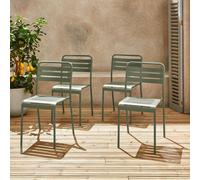 Sweeek - Set Of 4 Stackable Steel Garden Chairs Amelia Green 44X52X79 Cm