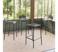 Sweeek - Set Of 4 Steel And Stackable Garden High Chairs Anthracite 44X41X85 Cm - Amelia