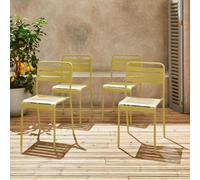 Sweeek - Set Of 4 Steel Garden Chairs, 4 Seater, Yellow, Amelia, W44 X D52 X H79Cm