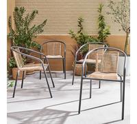 sweeek Set Of 4 Steel & Resin Garden Armchairs in Grey swe rey