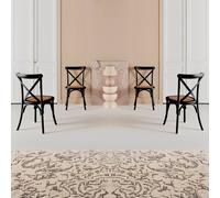 sweeek Set of 4 vintage wooden bistro chairs in Black swe lack