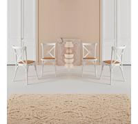 sweeek Set of 4 vintage wooden bistro chairs in White sweeek White
