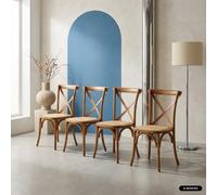 Sweeek - Set Of 4 Vintage Wooden Bistro Chairs Walnut 48.5X53.5X88.5 Cm - Belleville