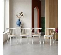 Sweeek - Set Of 4 Wooden And Caned Chairs White 53X53.5X76 Cm - Nora