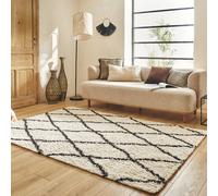 sweeek Shaggy indoor rug, Berber style, black & white | Size: 120 cm x 160 cm sweeek White 120 cm x 160 cm