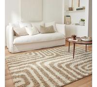 Sweeek - Shaggy Indoor Rug With Beige Geometric Patterns 160X120X3 Cm - Queensy