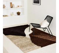 Sweeek - Shaggy Indoor Rug With Geometric Patterns In Beige Brown And Black Omar 230X160X3 Cm