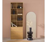 Sweeek - Shelf, Modular Bookcase With Oak Wood Decor, 3 Elements, 3 Drawers, 8 Niches, L 70 X P 35 X H 210Cm, Kompo