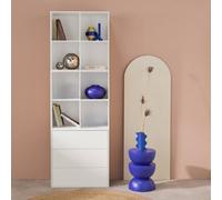 Sweeek - Shelf Modular Bookcase With White Wood Decor 3 Elements 3 Drawers 8 Niches 70X35X210 Cm Kompo
