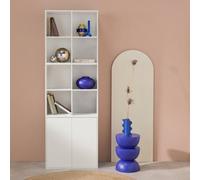 Sweeek - Shelf Modular Bookcase Wood Decor 3 Elements - 2 Doors 8 Compartments Kompo White 70X35X70 Cm