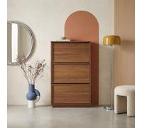 sweeek Shoe cabinet with 3 flip drawers wood decor in Dark Brown swe ark Brown