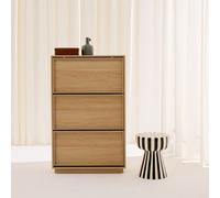 Sweeek - Shoe Cabinet With 3 Flip Drawers Wood Decor Natural 75X26X120 Cm - Kuba