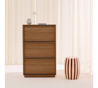 Sweeek - Shoe Cabinet With 3 Flip Drawers Wood Decor Walnut 75X26X120 Cm - Kuba