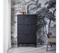 sweeek Shoe cabinet with grooved doors in Black swe lack