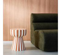 Sweeek - Side Table Coffee Table Bedside Table Enamelled Steel Two-Tone Stripes Terracotta 34X34X41 Cm - Ziggy