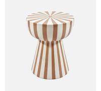 Sweeek - Side Table Coffee Table Bedside Table Enamelled Steel Two-Tone Stripes Beige Grey 34X34X41 Cm - Ziggy