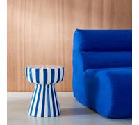 Sweeek - Side Table Coffee Table Bedside Table Enamelled Steel Two-Tone Stripes Blue 34X34X41 Cm - Ziggy