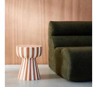 Sweeek - Side Table Coffee Table Bedside Table Enamelled Steel Two-Tone Stripes Terracotta 34X34X41 Cm - Ziggy