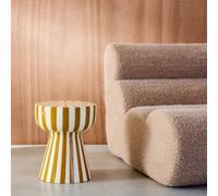 Sweeek - Side Table Coffee Table Bedside Table Enamelled Steel Two-Tone Stripes Yellow Ochre 34X34X41 Cm - Ziggy