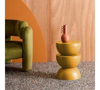 Sweeek - Side Table End Table Bedside Table Metal Diam.32 X H46.5Cm Mustard Yellow 32X32X46.5 Cm - Coumba