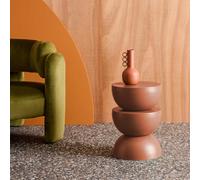 Sweeek - Side Table End Table Bedside Table Metal Diam.32 X H46.5Cm Terracotta 32X32X46.5 Cm - Coumba