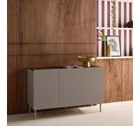 Sweeek - Sideboard Metal And Wood Decor 3 Doors 120 Cm Grey And Walnut - Ashton