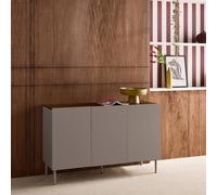 Sweeek - Sideboard Metal And Wood Decor 3 Doors 120 Cm Grey And Walnut - Ashton