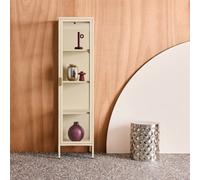 Sweeek - Sideboard, Steel And Tempered Glass Display Cabinet With 1 Door Beige 40X35X160 Cm - Arkansas