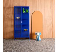 sweeek Sideboard, steel & tempered glass china cabinet with 2 doors in Blue swe lue