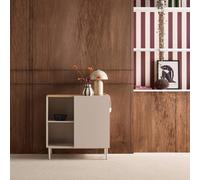 Sweeek - Sideboard Storage Unit Metal With Wood Decor 1 Door 80 Cm Beige And Natural - Ashton
