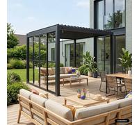 sweeek Sliding door aluminium 3m for Triomphe pergola in Dark Grey sweeek Dark Grey