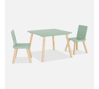 Sweeek. Square Children's Table With 2 Chairs Jude Green 60X60X43 Cm