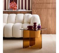 sweeek Square coffee table tempered glass in Amber swe mber