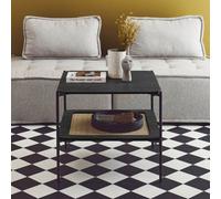 Sweeek - Square Coffee Table With Wood Effect And Cane Manado Black 60X60X52 Cm