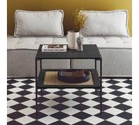 Sweeek - Square Coffee Table With Wood Effect And Cane Manado Black 60X60X52 Cm