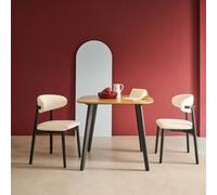 Sweeek - Square Dining Table Oak Wood Effect Black Metal Legs 4-Seater Azylis 90X90X76 Cm