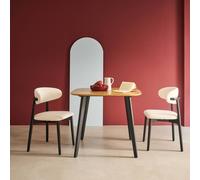 sweeek Square dining table wood effect black metal legs 4-seater in Brown sweeek Brown