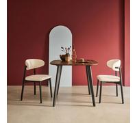 sweeek Square dining table wood effect black metal legs 4-seater in Dark Brown sweeek Dark Brown