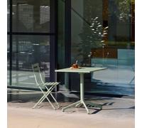 sweeek Square folding bistro garden table, steel seats 2 in Light Green sweeek Light Green