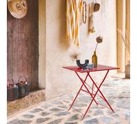 Sweeek - Square Folding Metal Bistro Garden Table 2-Seater Emilia Terracotta 70X70X71 Cm