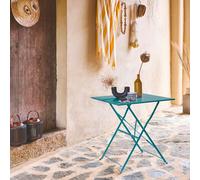 sweeek Square Folding Metal Bistro Garden Table 2-seater in Duck Egg Blue swe uck Egg Blue