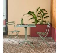 sweeek Square folding metal garden table + 2 seats in Light Green sweeek Light Green