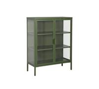Sweeek - Steel And Tempered Glass Display Cabinet 2 Doors Green 80X35X102 Cm - Arkansas