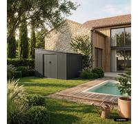 Sweeek - Steel Garden Shed 8.96 M² With Anchoring Kit Anthracite Lean To Shed L 277.5 X W 322 X H 203 Cm - Ornay