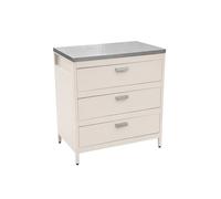 Sweeek - Steel Outdoor Kitchen With 3 Drawers, Beige L80Cm - Naxos