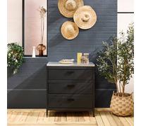 Sweeek - Steel Outdoor Kitchen With 3 Drawers, Black L80Cm - Naxos