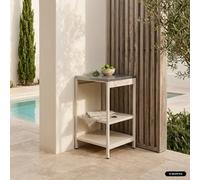 Sweeek - Steel Outdoor Kitchen With 2 Shelves, Beige L49Cm - Naxos
