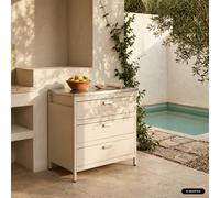 Sweeek - Steel Outdoor Kitchen With 3 Drawers, Beige L80Cm - Naxos