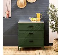 Sweeek - Steel Outdoor Kitchen With 3 Drawers, Green L80Cm - Naxos